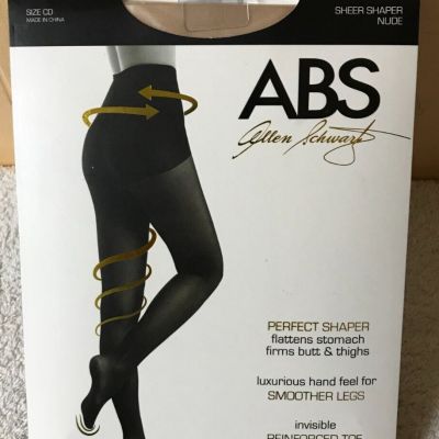 NEW ABS Allen Schwartz Perfect Sheer Shaper Pantyhose Tights - NUDE - Size CD