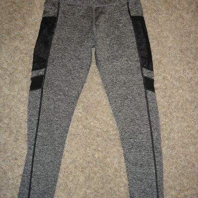 JGX Performance leggings women's (M) medium gray with black sheer on sides