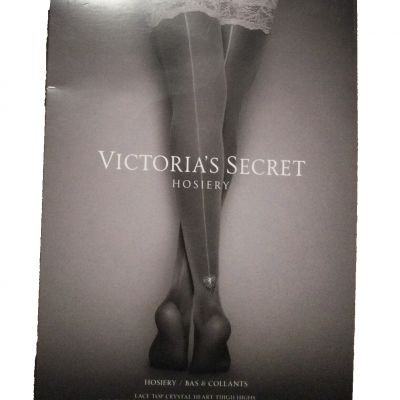 Victorias Secret Hosiery Lace Top Crystal Heart Thigh Highs XSmall (NB58-XSmall)