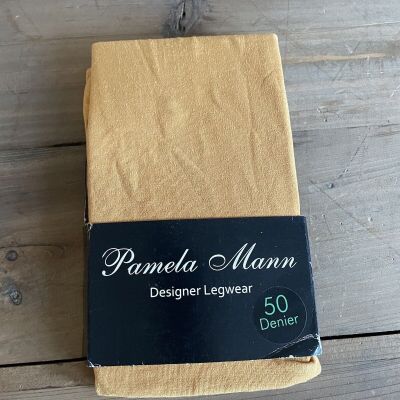Pamela Mann Designer Legwear 50 Denier Tights Pantyhose In Mustard Made In Italy
