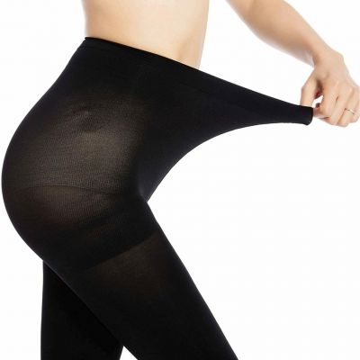 2 Pairs Run Resistant Control Top Panty Hose Opaque, Black, Size Small YbA5