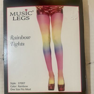 Brand New Opaque Rainbow Tights Music Legs 37007 In Wrapper! Ready For Pride!!