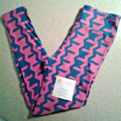 LuLaRoe OS Bright Pink and Teal One Size Leggings. New