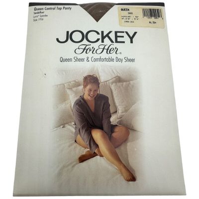 Vtg Jockey For Her Pantyhose Queen Sand Sandalfoot Control Top 90s Nylons USA