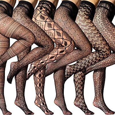 HONENNA Patterned Fishnets Tights Black Pantyhose Stockings for Women 6 Pairs...