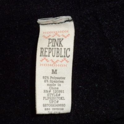 Pink Republic Womens Leggings M Black Diamond Print Stretch High Rise Pull On