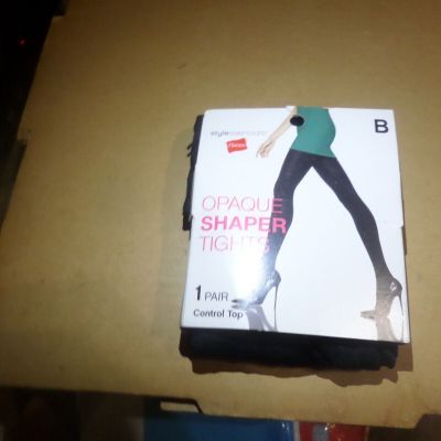 Hanes Style Essentials Opaque Shaper Tights Size B Black Control Top New