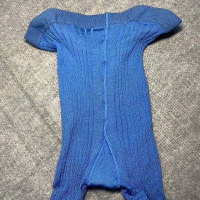 PRADA Ribbed Tights and Top in Blue. Black Cape not Included. Size 44
