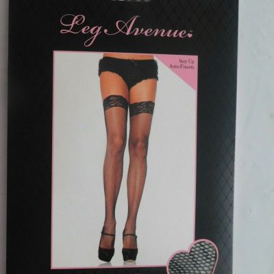 Fishnet Thigh High Stockings With Silicone Lace Top - Leg Avenue 9122