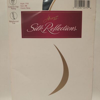Vintage1998 HANES Silk Reflections Control Top Sheer Pantyhose  AB Classic Navy