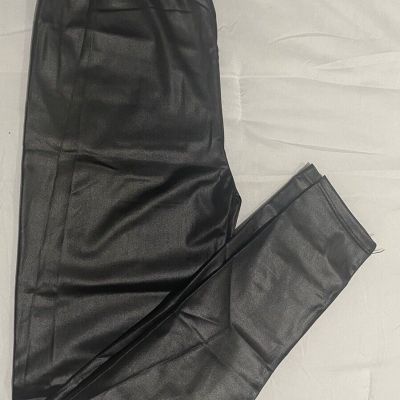 Vitalia lady leather pants shiny black with spring at the waist size L