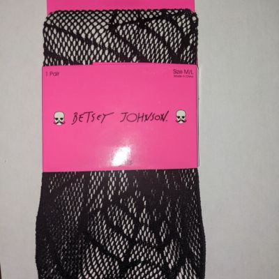 Betsey Johnson Black Tights Spider Web Fishnet Gothic Women's Size M/L