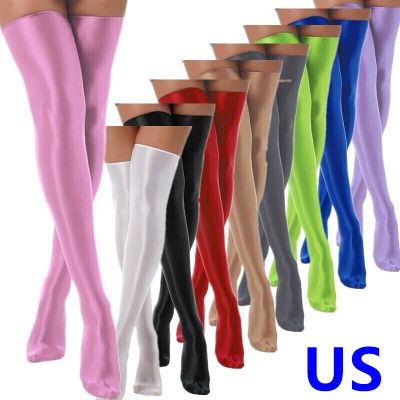US Sexy Women Nylon Thigh High Long Stockings Hold Ups Over Knee Socks Clubwear