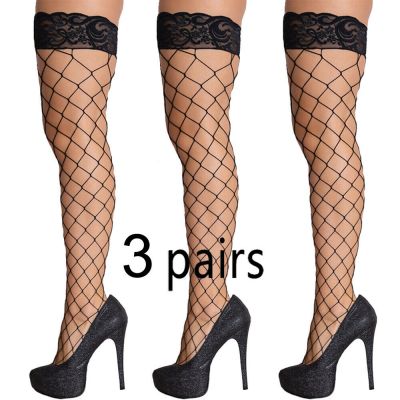 Romantic 3 PAIRS Lady's Lace Thigh-High Stockings Fashion Sexy Woman Long Socks