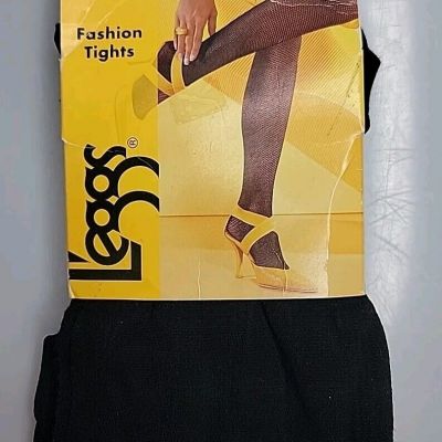 Leggs Fashion Tights Black Size B Open Work Plaid Style 01326 New Old Stock 2003