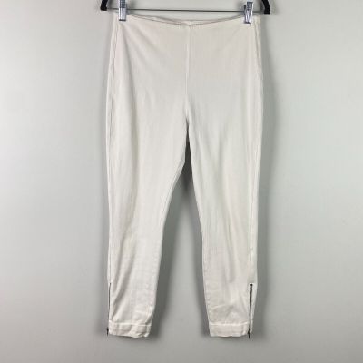 Lysse Womens Denim Cuffed Crop Legging Pant Size L White Style 1280