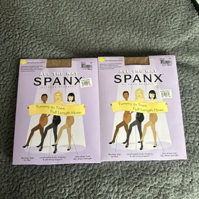 SPANX ALL THE WAY PANTYHOSE NUDE 1 SIZE C  TWO PAIR