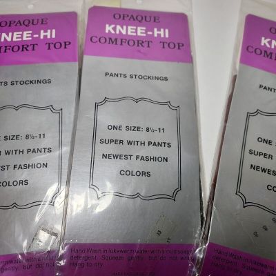 (5)Womens Vintage Opaque Knee High Comfort Nylon Stocking Bon Marche Made In USA