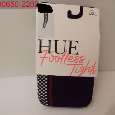 HUE Women's Black Side Net Stripe Fashion Footless Tights, Sz L/XL 888172642835