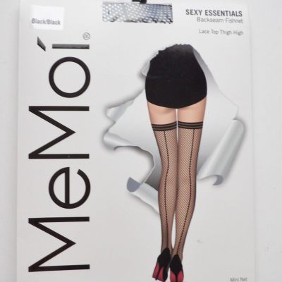 MeMoi Sexy Essentials Backseam Fishnet Lace Top Thigh High Stockings Black New
