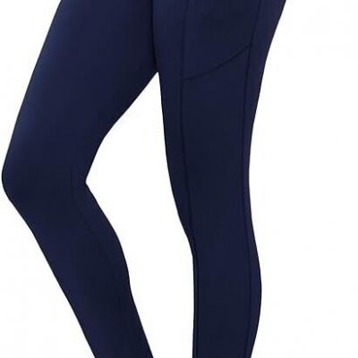 SATINA High Waisted Leggings w/Pockets Full length Women's PLUS NAVY Sz:OS NWT