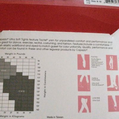 Capezio Transition Tights~Pink~#1916C~BPK fits Size 8-12~Ultra Soft~New Pkg~EXC!