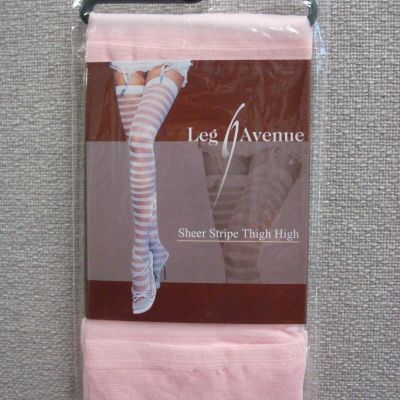 HARD TO FIND SHEER OPAQUE STRIPE THIGH HI STOCKINGS IN BLACK or PINK  NWT