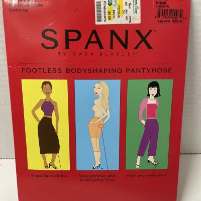 Spanx By Sara Blakely Footless Body Shaping Panty Hose Control Top Black Size C