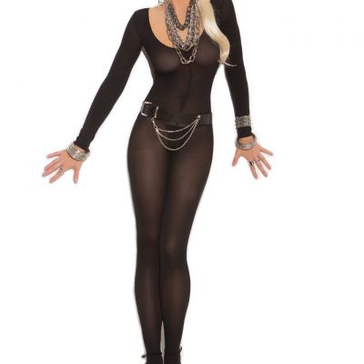 sexy ELEGANT MOMENTS opaque LONG sleeve BODYSTOCKING crochless OPEN center CROCH