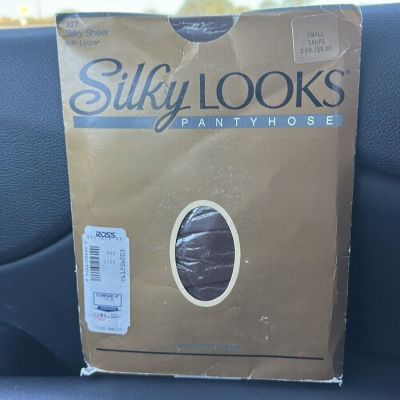 Vintage silky sheer with Lycra silky looks pantyhose 2pr pkg small taupe New