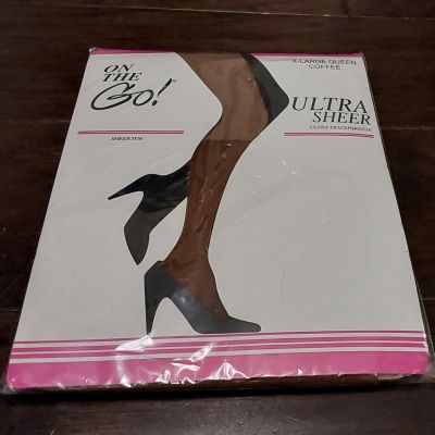 On The Go! Ultra Sheer X-Large Queen Coffee Sheer Toe Pantyhose