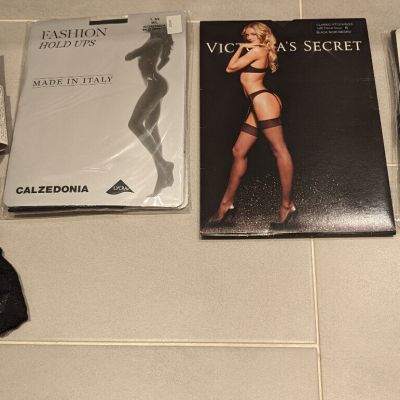 4 Sealed, HOLD UPS & Classic Stockings - Calzedonia & Victoria's Secret M Black