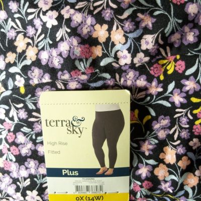 Terra & Sky Floral Leggings Women’s plus size 0X (14W)