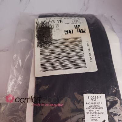 Charcoal Grey/Black Comfort Choice Tights Set of 2 3X New in Package