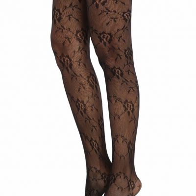 2 PAIRS SEXY ELASTIC TOP BLACK FLORAL ROSE FISHNET THIGH HI  STOCKINGS  ONE SIZE