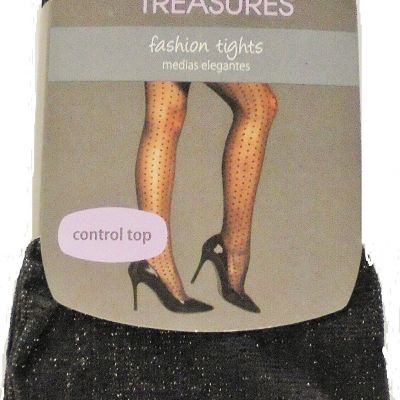 Secret Treasures Ladies Tights Solid Black Plus Size 1-Black Metallic-ST7CY