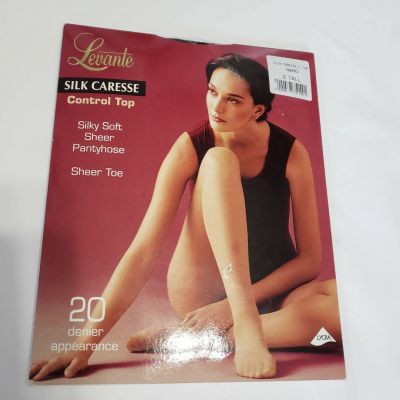 Levante Pantyhose Tights Tall Black Control Top Sheer Toe Silky Silk Caresse New