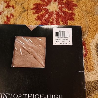 VICTORIA'S SECRET SATIN TOP THIGH HIGH PANTYHOSE STOCKINGS Nude SIZE A
