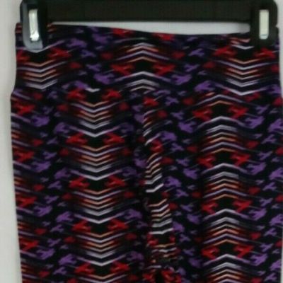 New LuLaRoe One Size Leggings Black With Bright Multi-Colored Designs