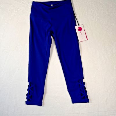 Yogalicious Lux Leggings Womens XS Bright Blue High Waist Ankle Cut Out Stretch