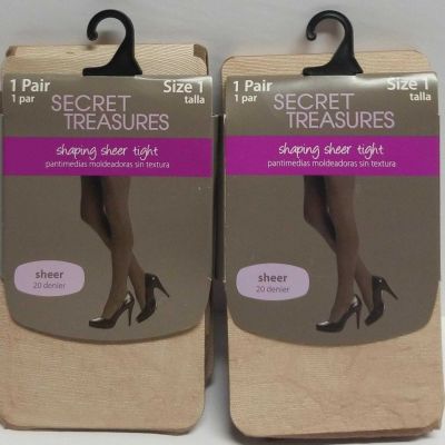 Secret Treasures Shaping Sheer Tights 1 Pair  Size 1 Cocoa Lot Of 2(LOC TUB-Sock