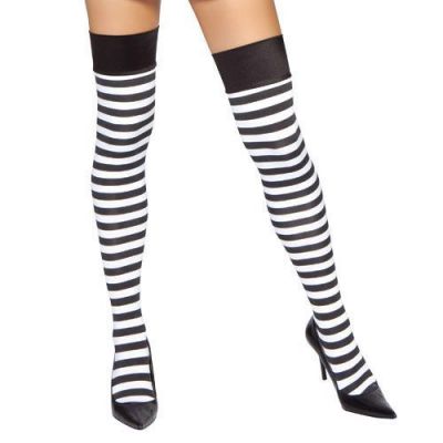 NEW sexy ROMA horizontal STRIPED thigh HIGHS hi STOCKINGS stripes CONVICT robber