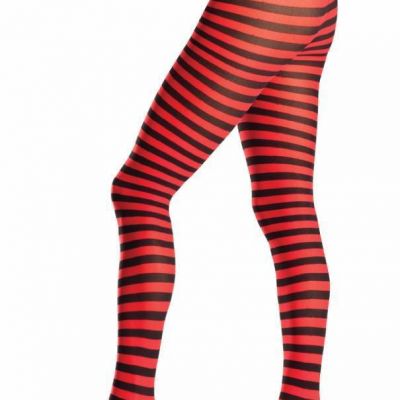 Striped Pantyhose Tights Horizontal Costume Festival Rave Dance BW517 Black Red