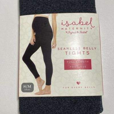 Ingrid & Isabel Maternity Seamless Belly Tights  S/M Full Length Footless Gray