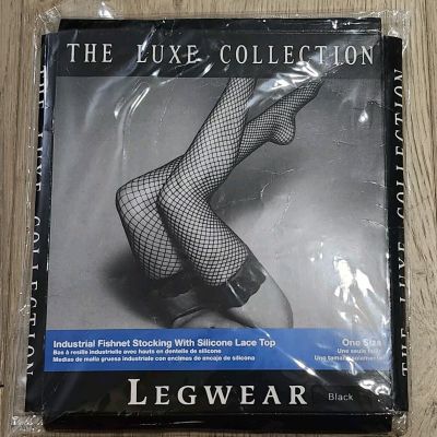 One Pair Black Thigh High Fishnet Stockings The Luxe Collection Legwear