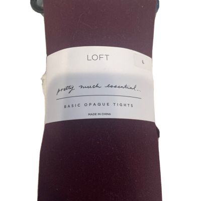 Loft Basic Opaque Tights in Burgundy Size Large
