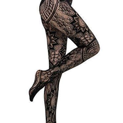 HONENNA Patterned Fishnets Tights Black Pantyhose Stockings for Women 1-6 Pairs