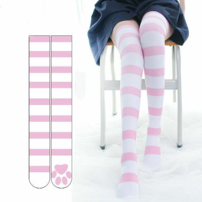 Women Gothic Striped High Stockings Lolita Thigh Highs Cosplay High Socks 26' US