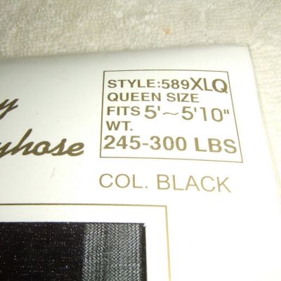 Sheerly Touch-Ya Shimmy Glitter Pantyhose Queen Size Big Mama ~ Black ~ j