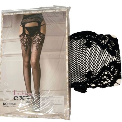 Fashion Sexy Fishnet Stockings Attached Garter Belt Womens OS